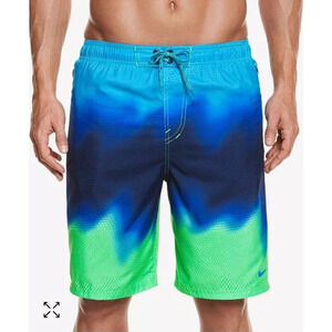 Nike Men's Size XL Liquid Haze Water Shedding Swim Trunks Tie Dye Blue Green